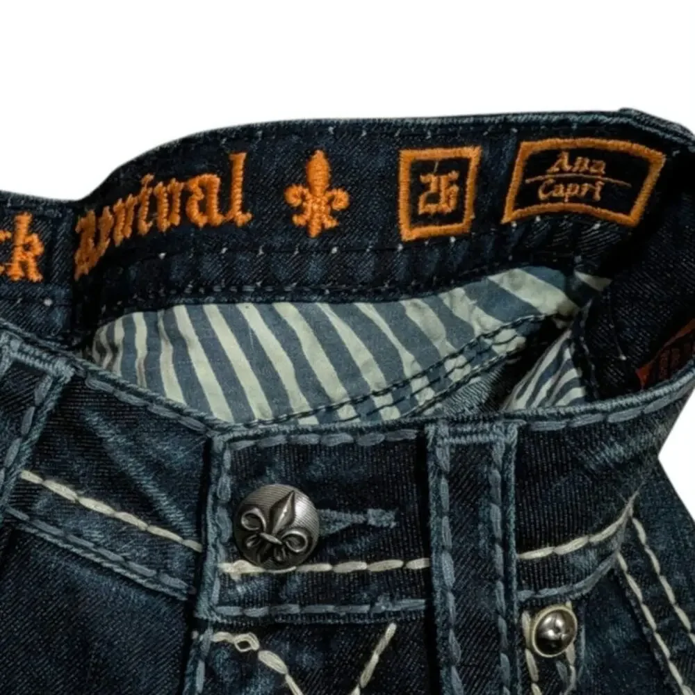 ROCK REVIVAL Ana Capri Jeans Women's 26 Denim Cropped Dark Wash Blue Stitch New